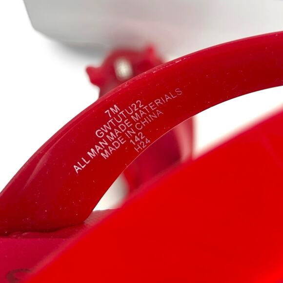 GUESS Tutu Eva Fashion Bow Detail Rhinestone Flip Flops Size 7 Red Fancy Sandals - Picture 9 of 11